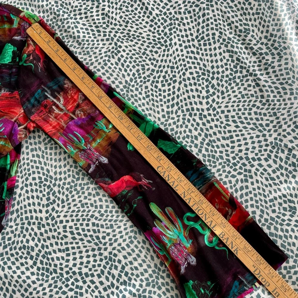 Nasty Gal Black Desert Print V-Neck Rodeo Plunge Minidress Sz 6 New With Tags - Picture 13 of 15